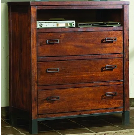 Three-Drawer Media Chest with Open Component Cubbyhole